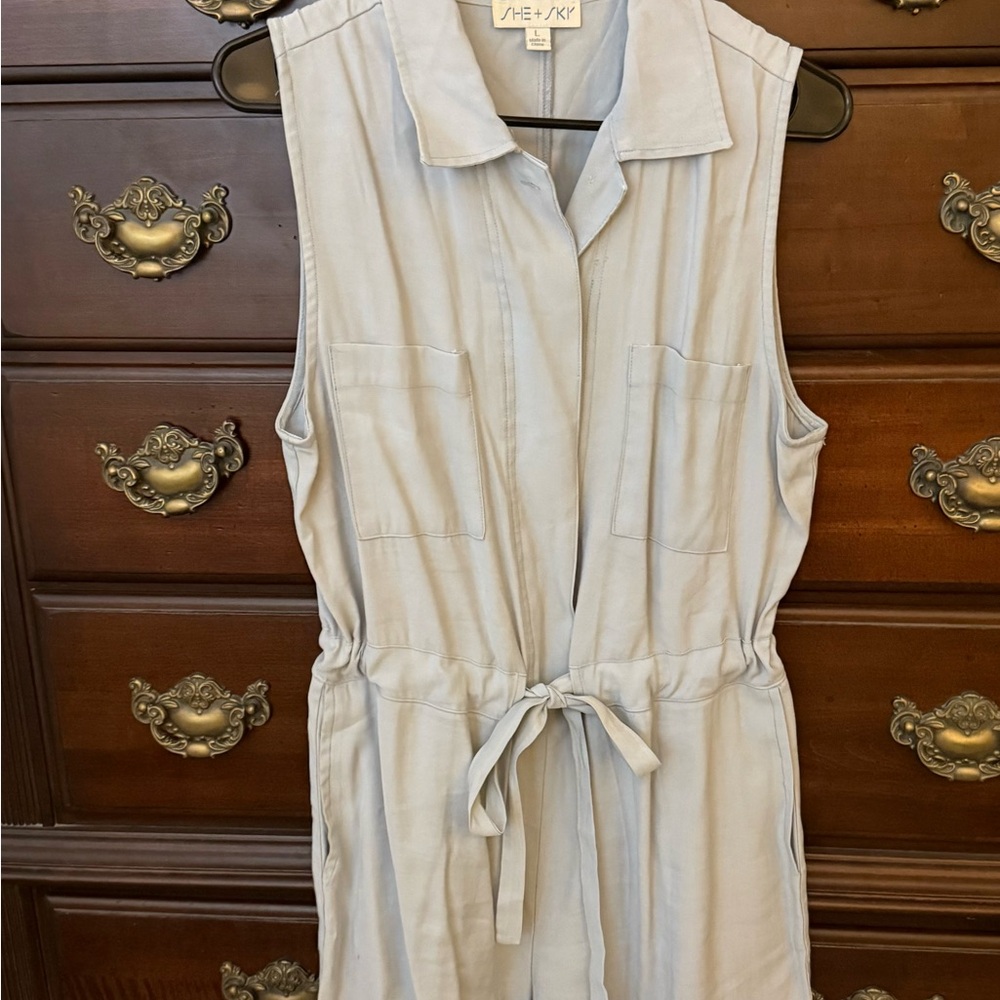 She + Sky Soft Blue sleeveless romper